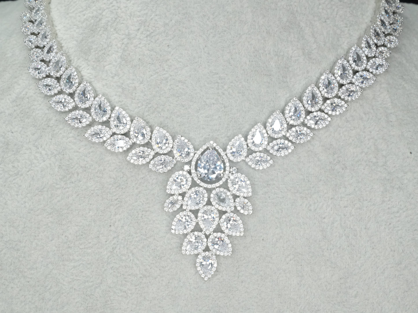 Silver American Diamond Cz Necklace jewelry Silver set
