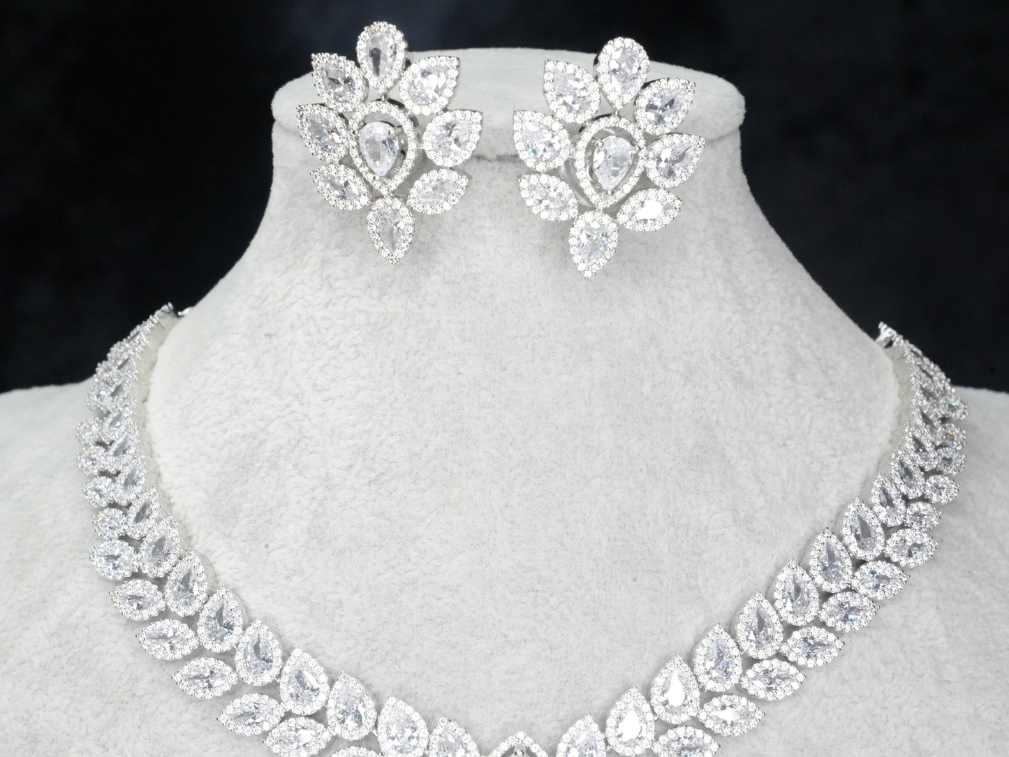 Silver American Diamond Cz Necklace jewelry Silver set
