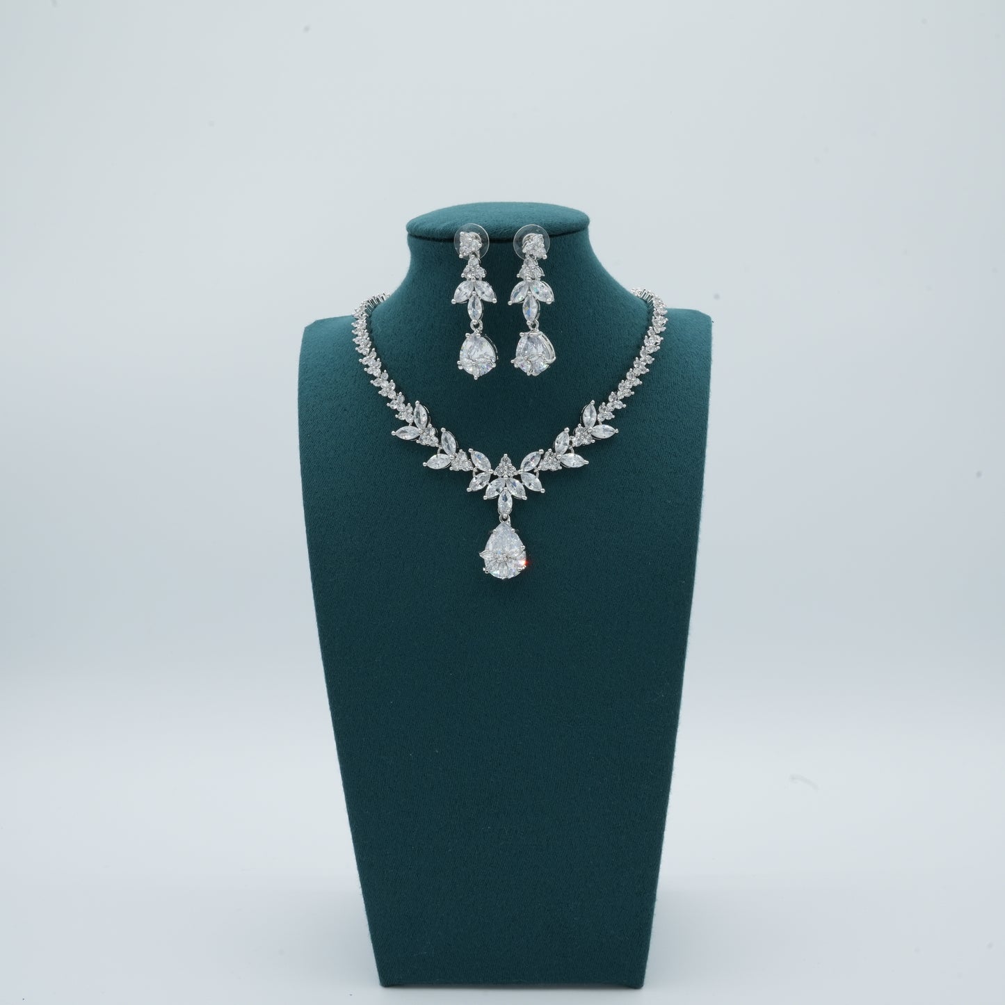 Silver American Diamond Cz Necklace Jewelry Silver set