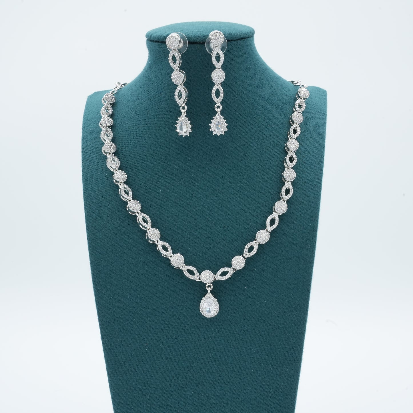 Silver American Diamonds Cz Necklace Jewelry Silver set