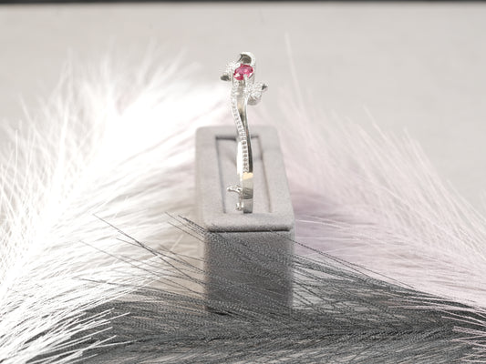Elegant White Gold Bracelet with Red Ruby Center Stone