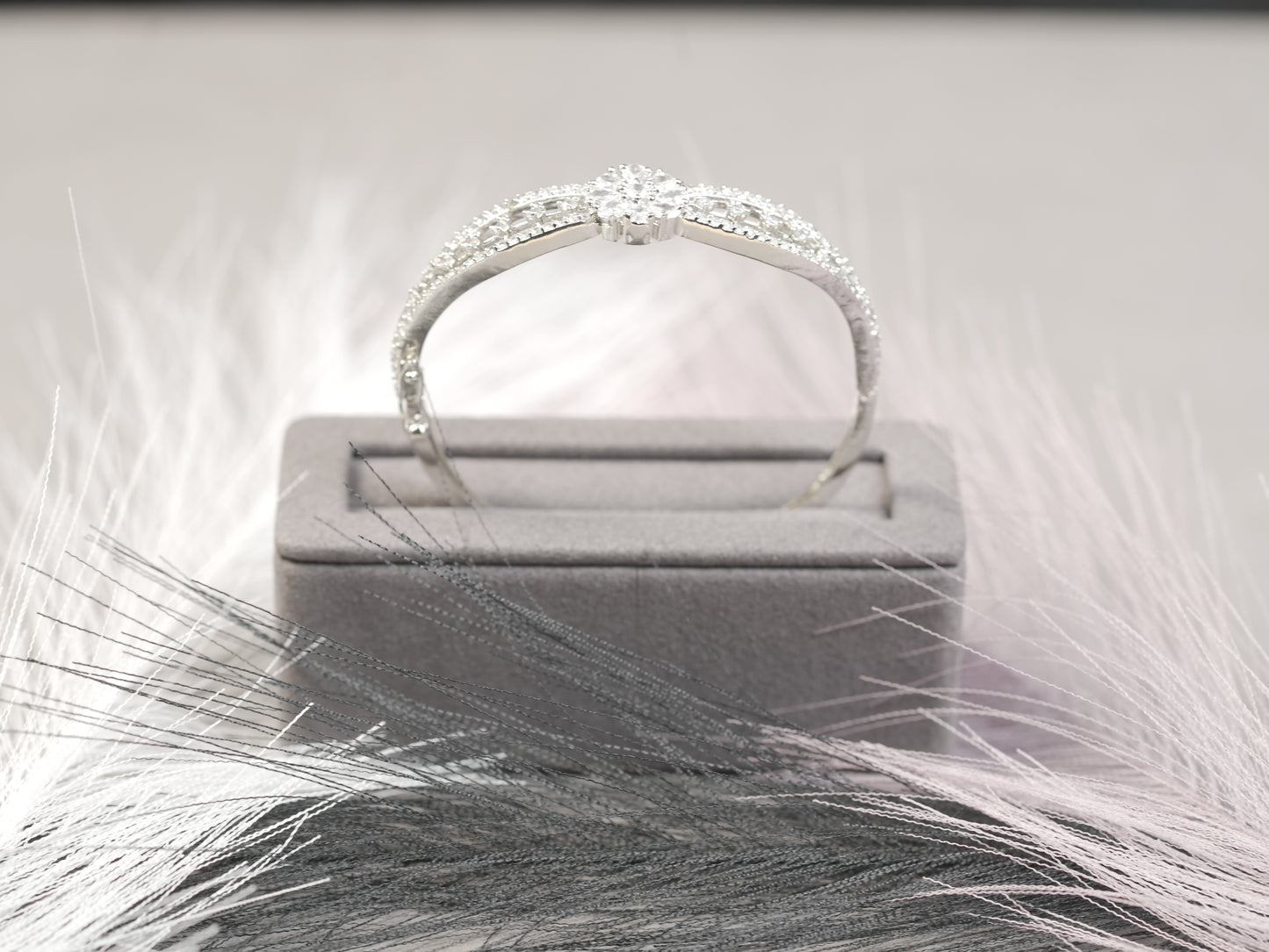 Elegant White Gold Diamond Bangle Bracelet