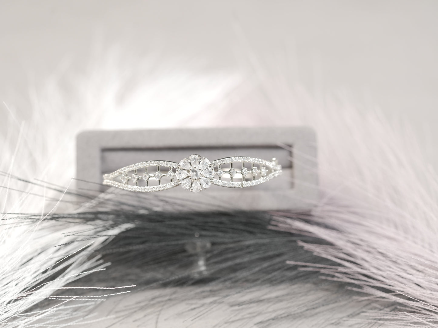 Elegant White Gold Diamond Bangle Bracelet