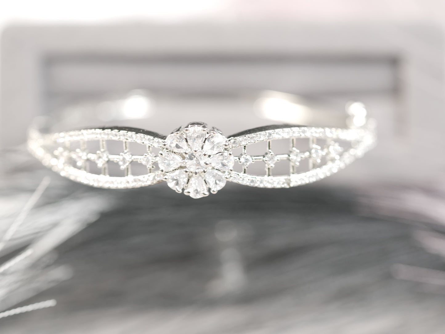 Elegant White Gold Diamond Bangle Bracelet
