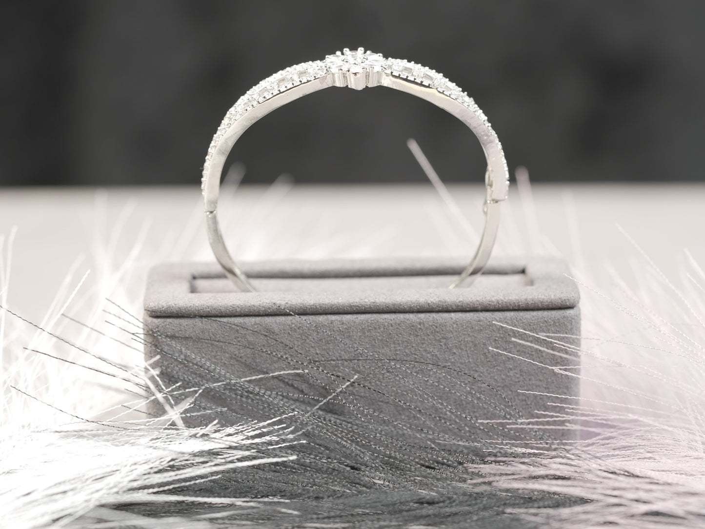 Elegant White Gold Diamond Bangle Bracelet