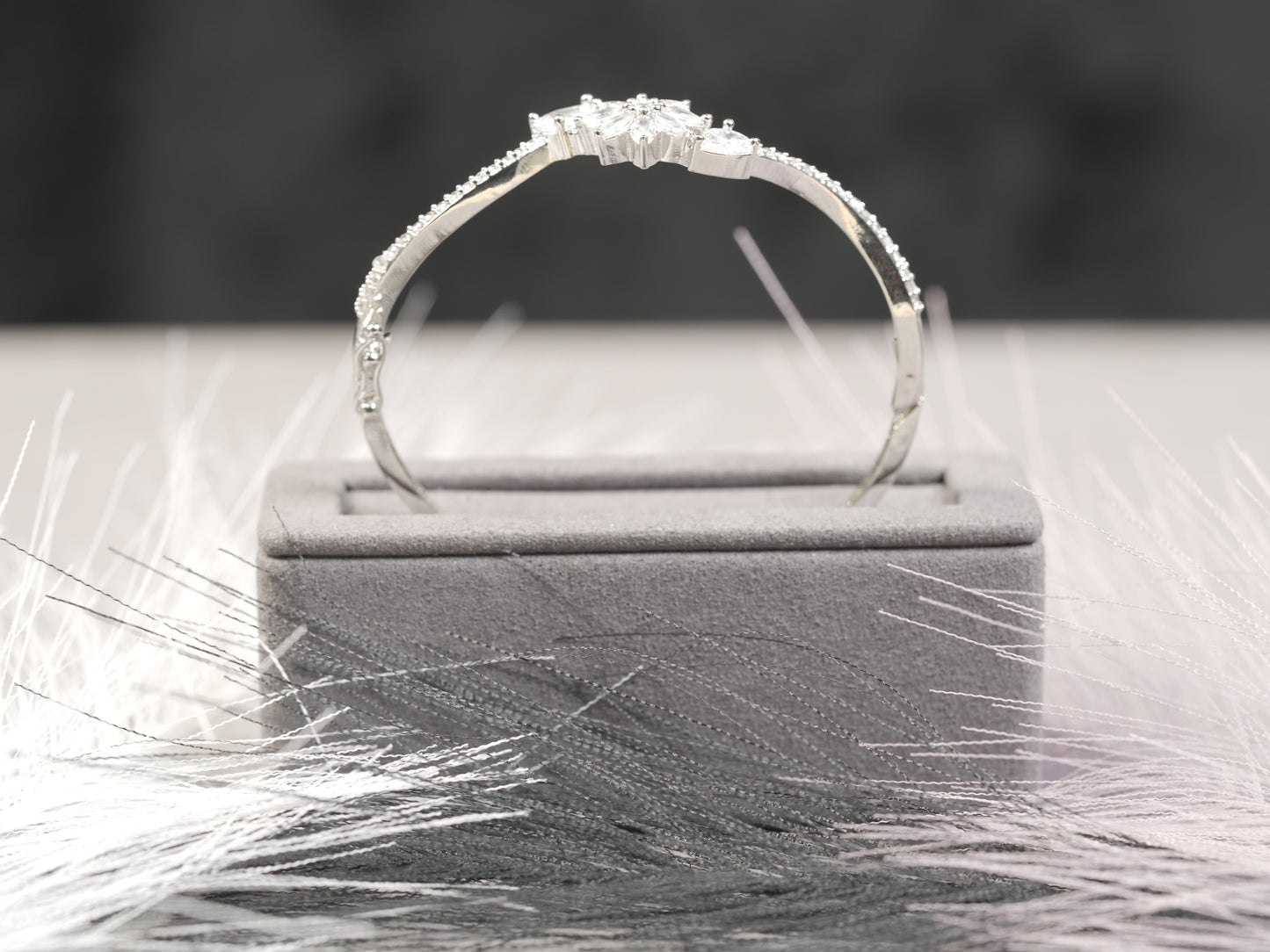 Floral Marquise-Cut Diamond Bangle Bracelet