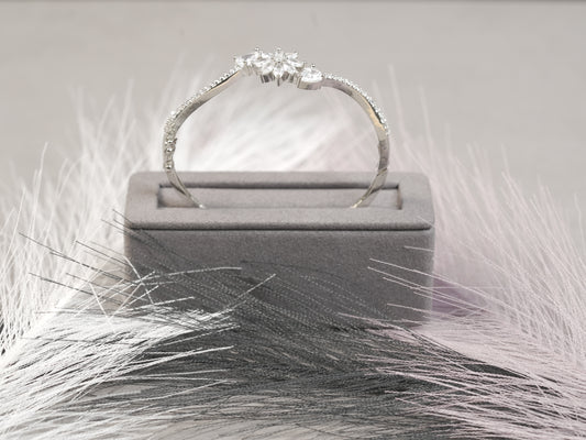 Floral Marquise-Cut Diamond Bangle Bracelet