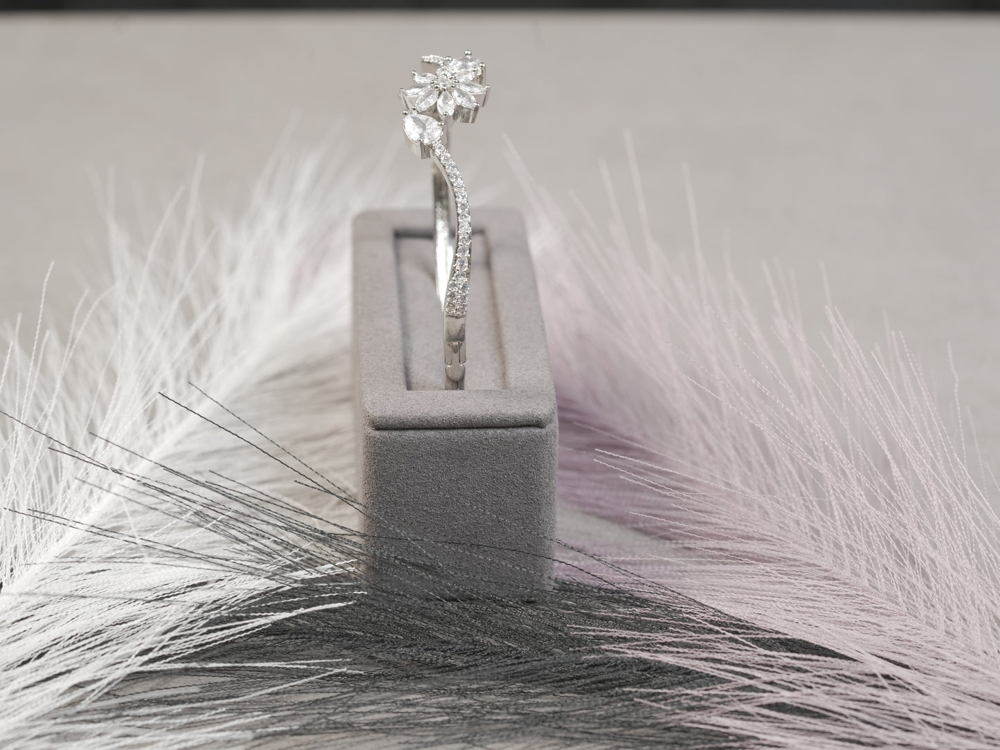 Floral Marquise-Cut Diamond Bangle Bracelet