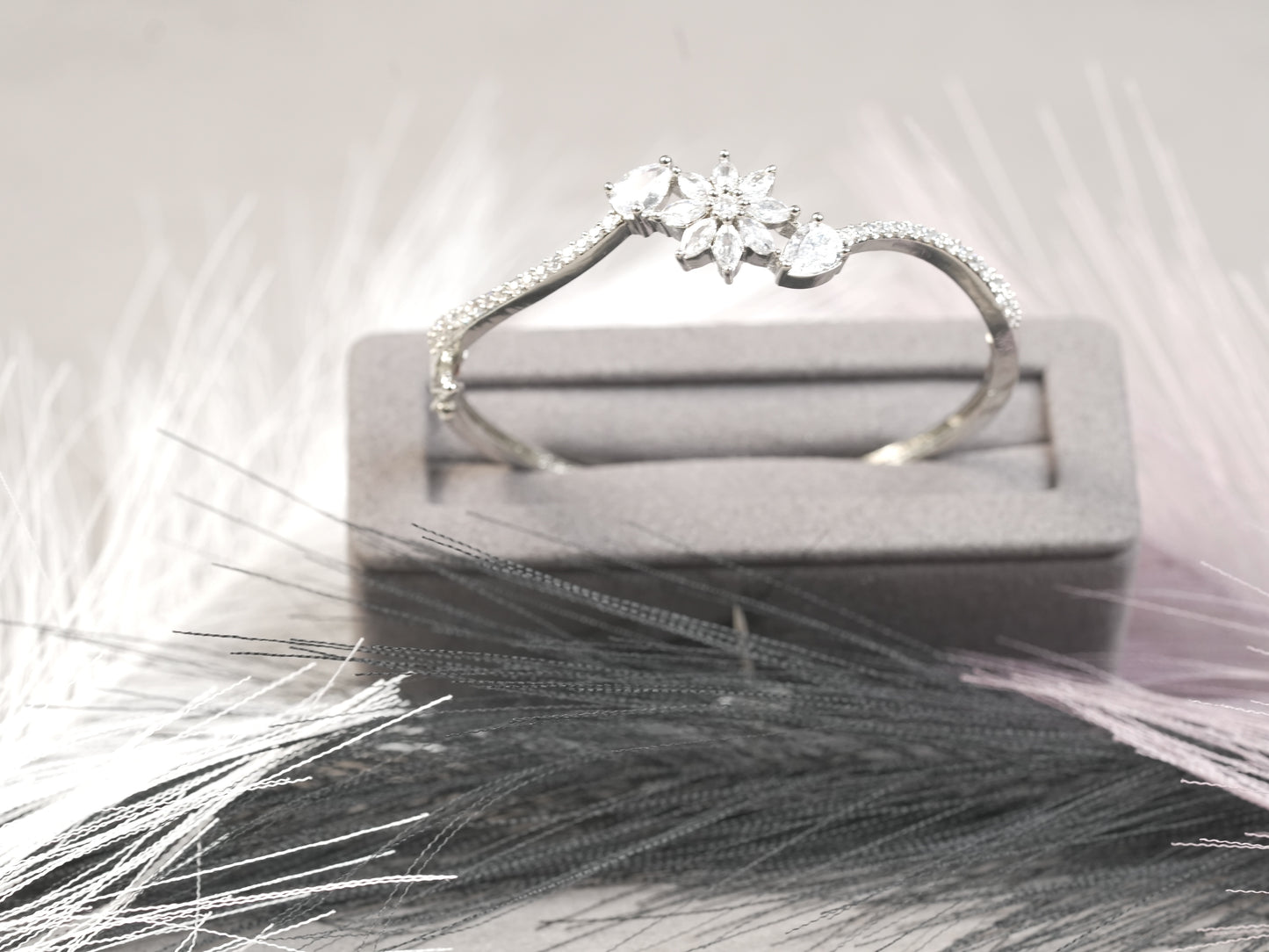 Floral Marquise-Cut Diamond Bangle Bracelet