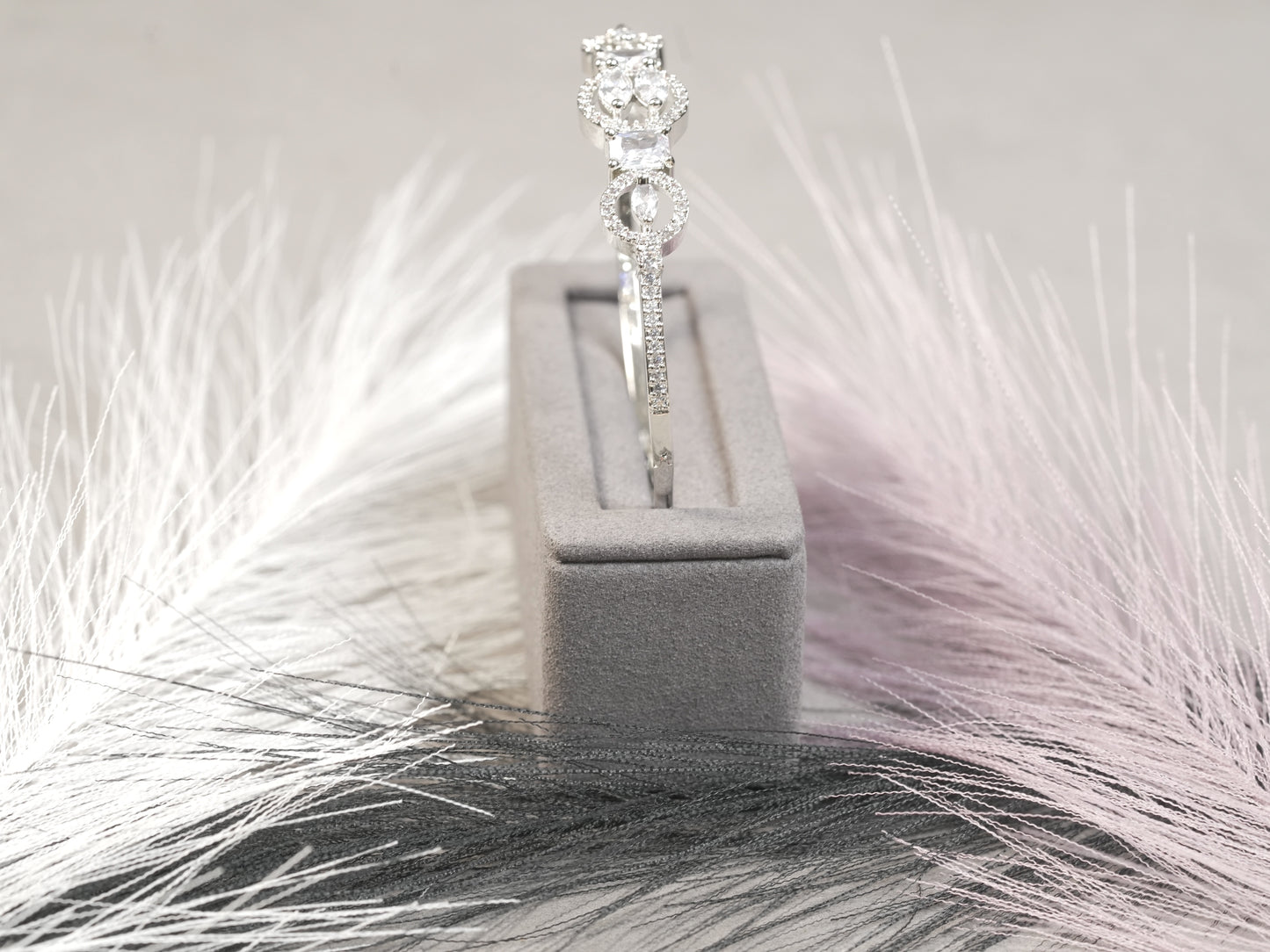 Elegant Oval-Cut CZ Bangle Bracelet in Sterling Silver