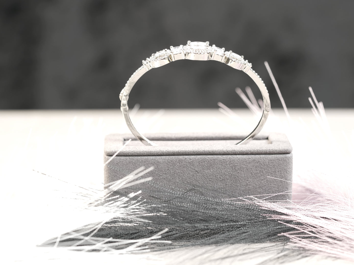 Elegant Oval-Cut CZ Bangle Bracelet in Sterling Silver