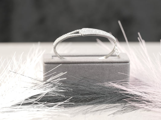 Pavé CZ Twin-Band Bangle Bracelet in Sterling Silver