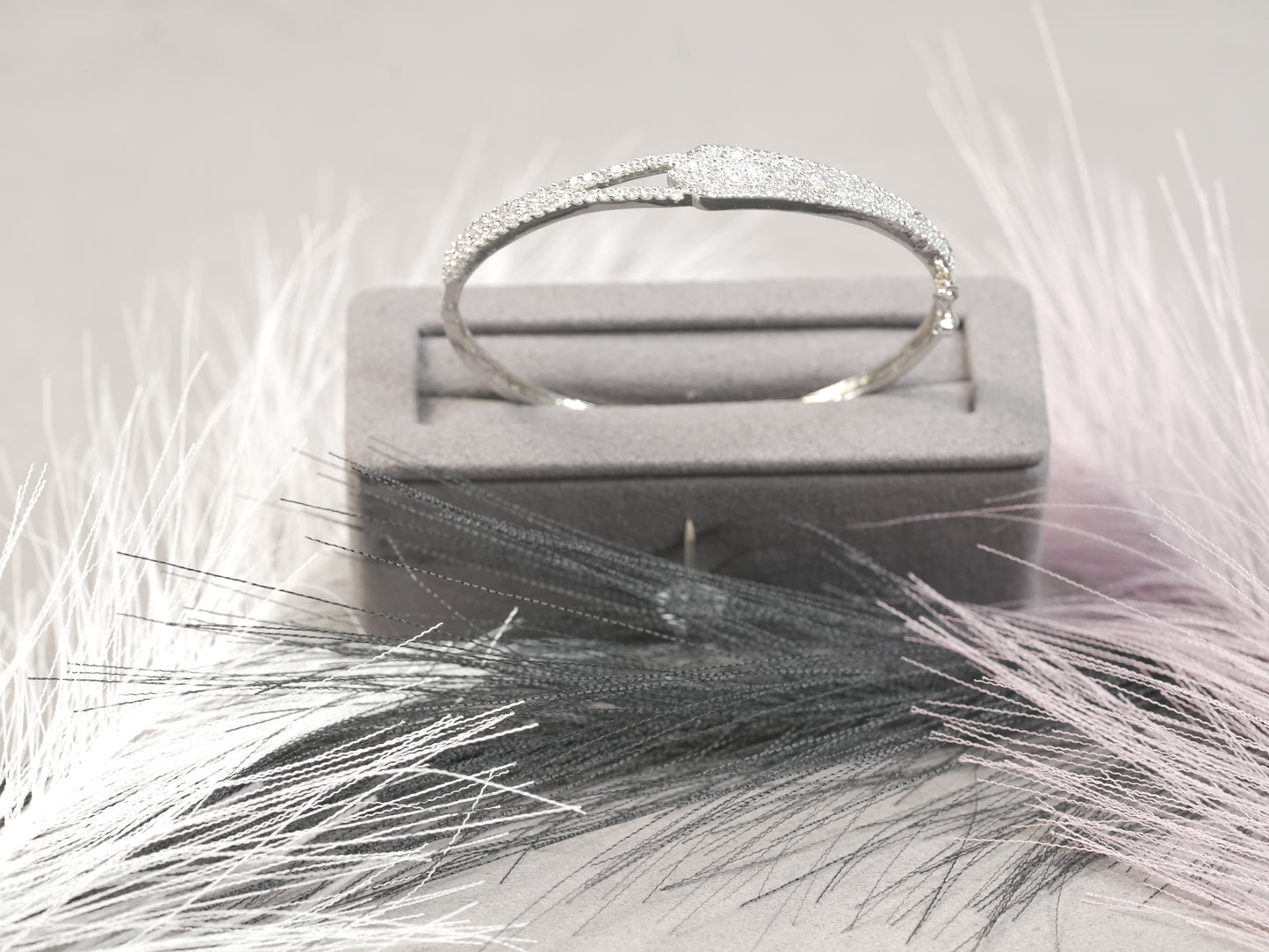 Pavé CZ Twin-Band Bangle Bracelet in Sterling Silver