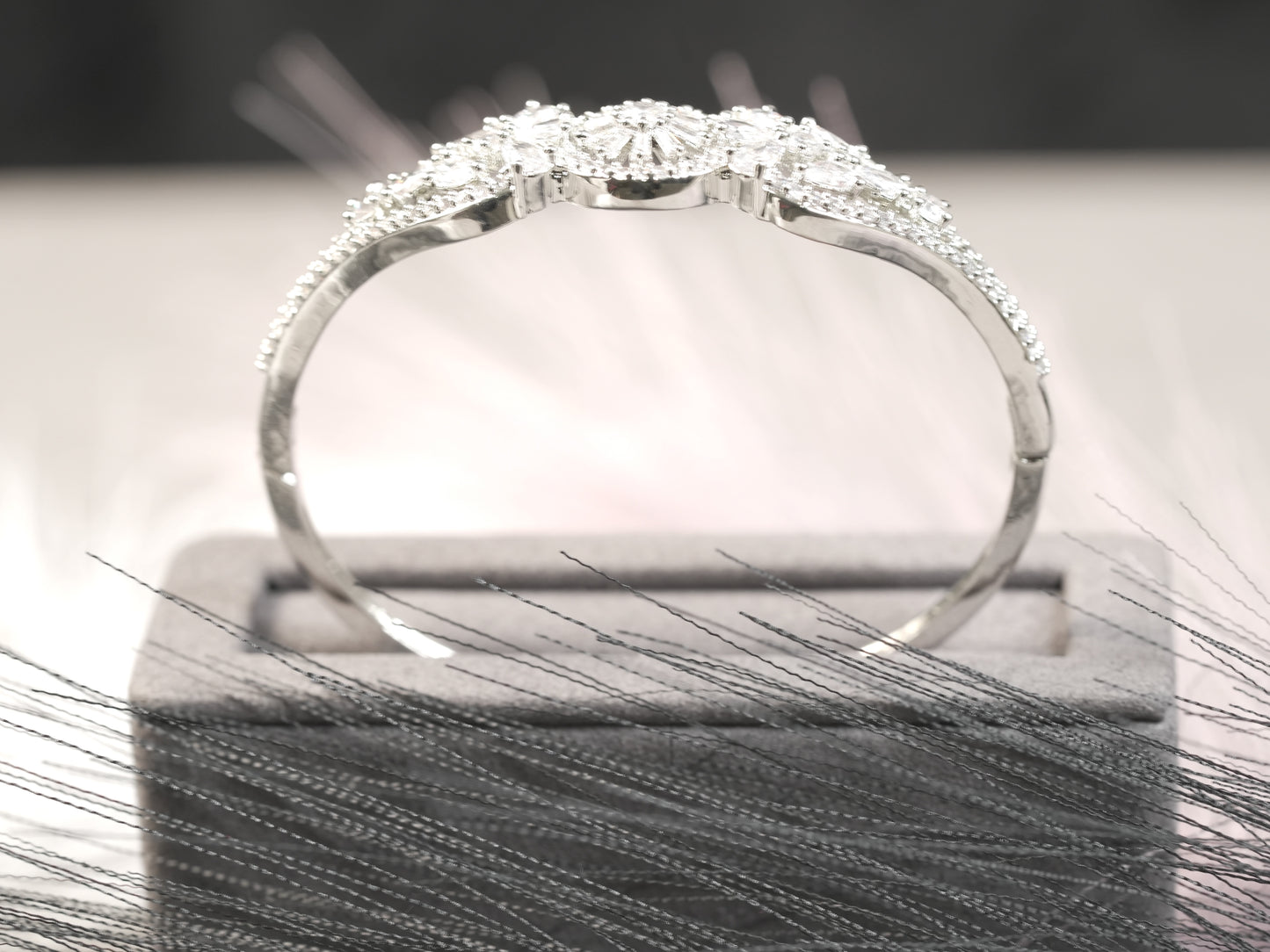 14K White Gold Fan-Style Marquise Diamond Bracelet