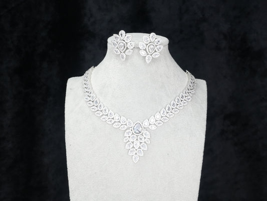 Silver American Diamond Cz Necklace jewelry Silver set