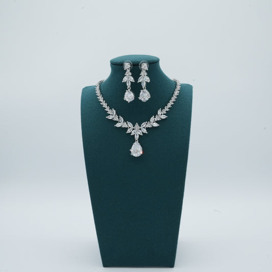 Silver American Diamond Cz Necklace Jewelry Silver set