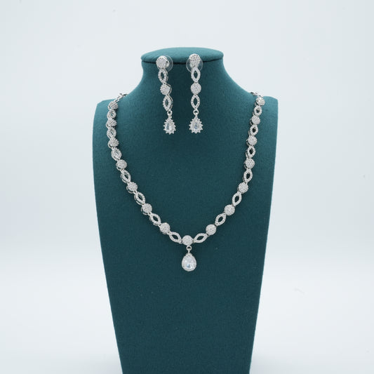 Silver American Diamonds Cz Necklace Jewelry Silver set