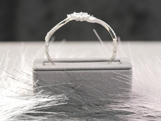 Floral Marquise-Cut Diamond Bangle Bracelet