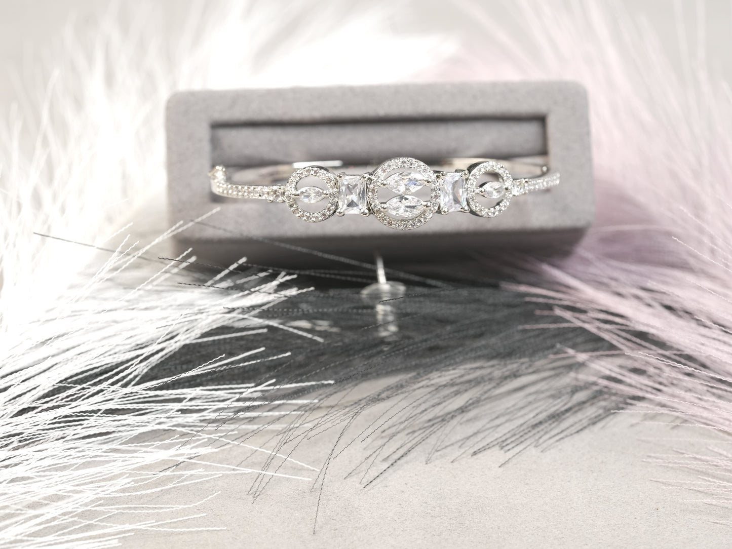 Elegant Oval-Cut CZ Bangle Bracelet in Sterling Silver