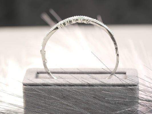 Elegant Silver Bracelet with White & Green Cubic Zirconia Accents
